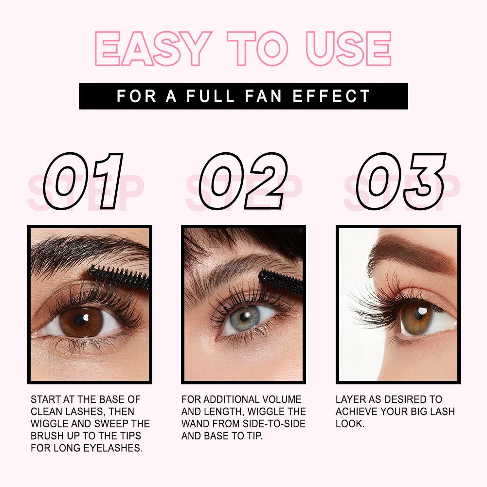 Rímel volumizador de fibra de seda 4D - Maquiagem de extensão de cílios de longa duração, à prova d'água, à prova de manchas, alongamento e espessamento