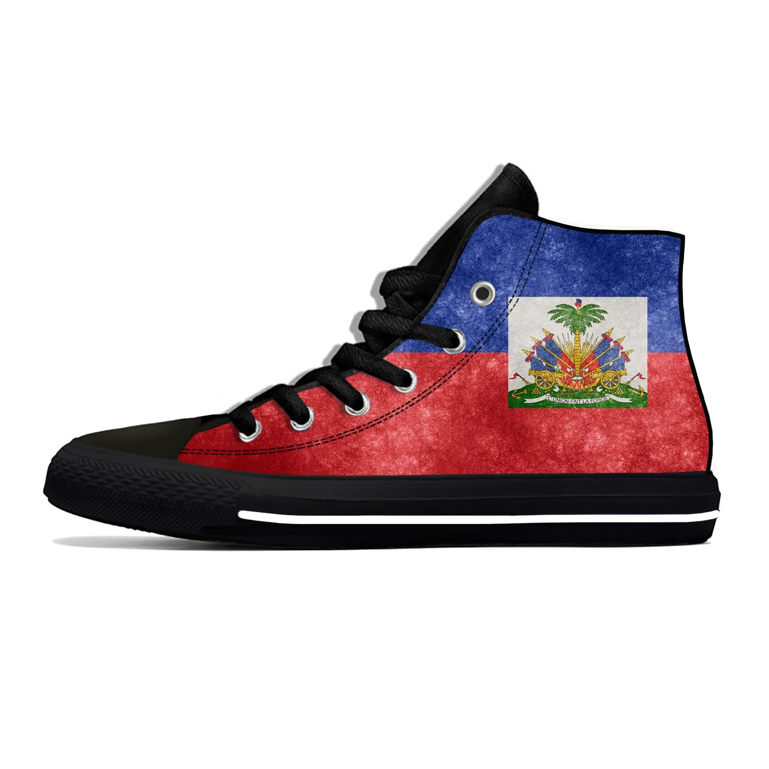 Haiti Haitian Flag Patriotic Cool Funny Fashion Casual Cloth Shoes High Top Lightweight Breathable 3D Print Men Women Sneakers