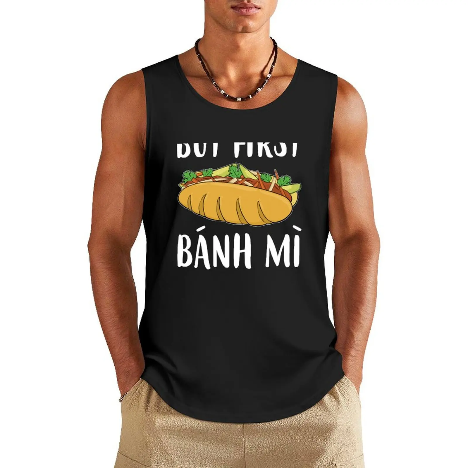 Funny Foodie Vietnamese Sandwich But First Banh Mi product Tank Top t-shirts for Men's gym sleeveless man shirts