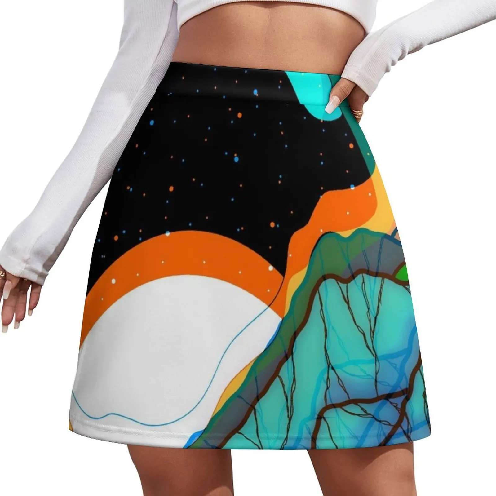 Saturated space mountains Mini Skirt japanese fashion skirts summer 2026 woman Mini Skirt