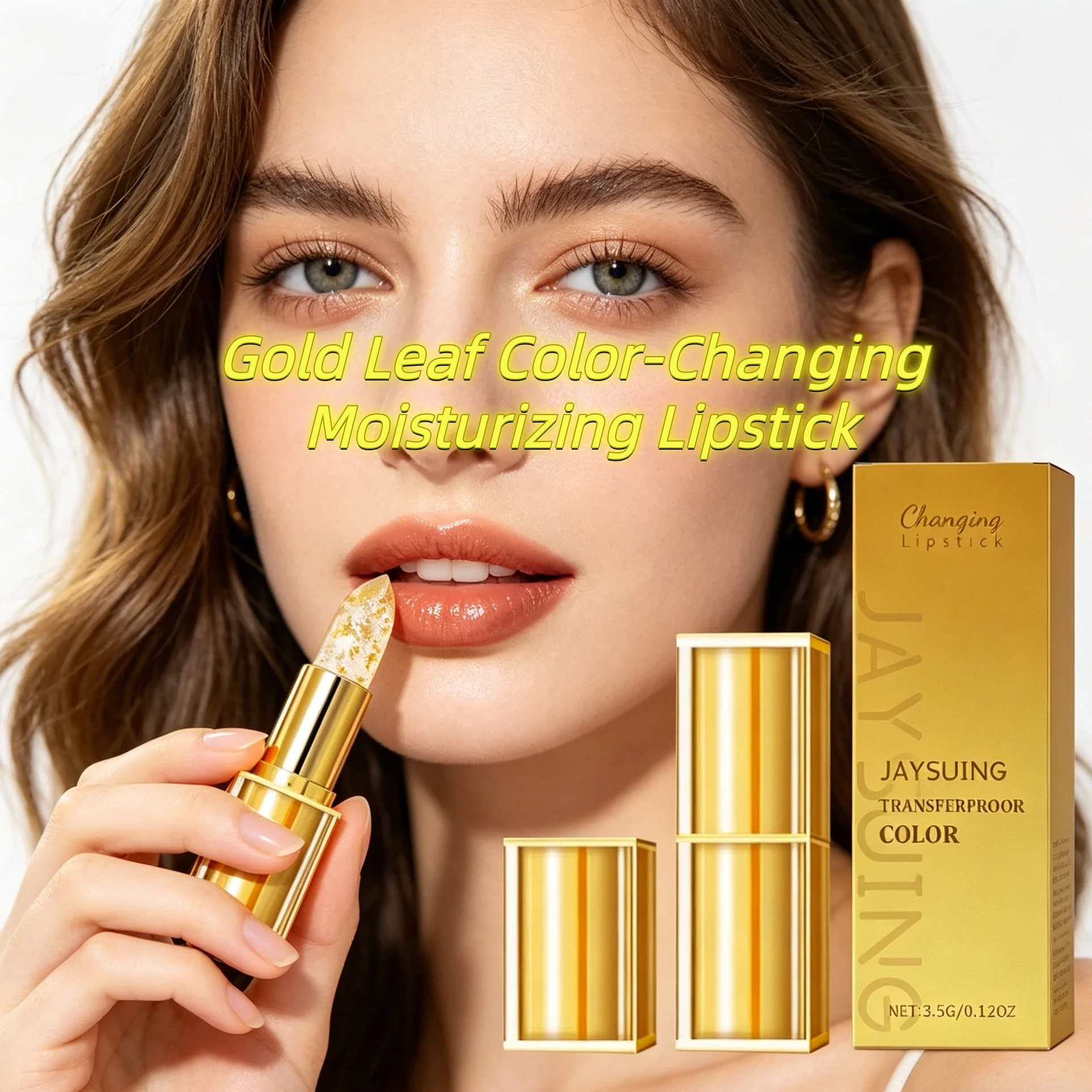 3-in-1 Versatility 24K Gold Leaf Temperature Color Changing lipbalm,Intense Moisture Barrier&Long-lastin&Smudge-proof,Daily  Use