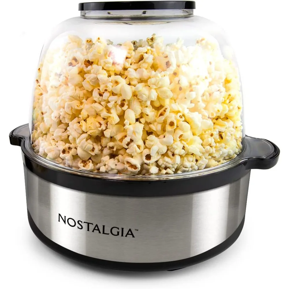 6-Quart Stirring Popcorn Popper, Quick-Heat Technology - Makes 24 Cups - Includes Kernel Measuring Cup - Stainless