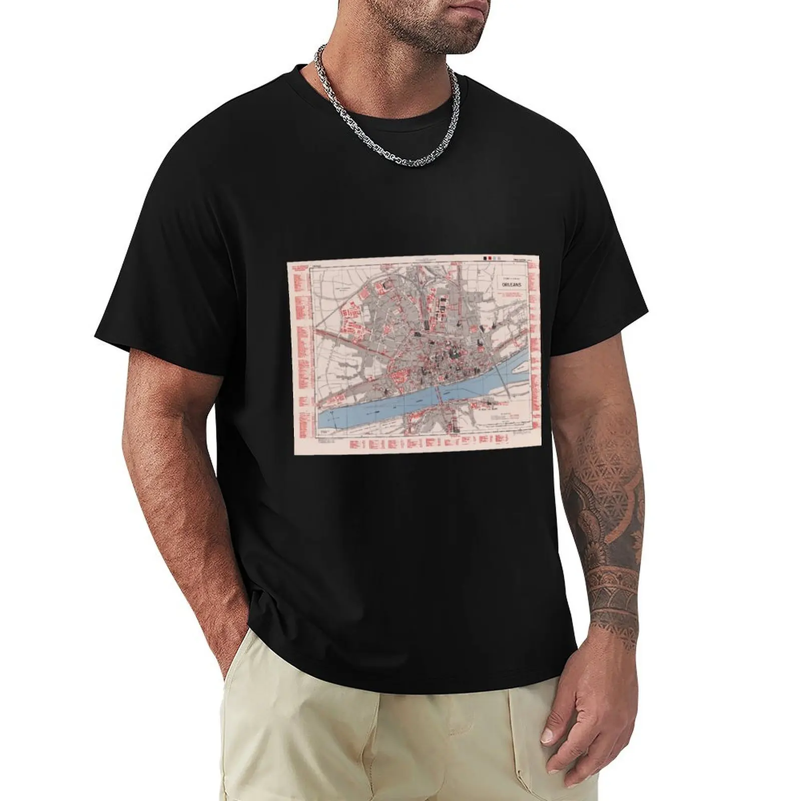 

Vintage Map of Orleans France (1944) T-Shirt Big Size Loose Fit Tee Shirt