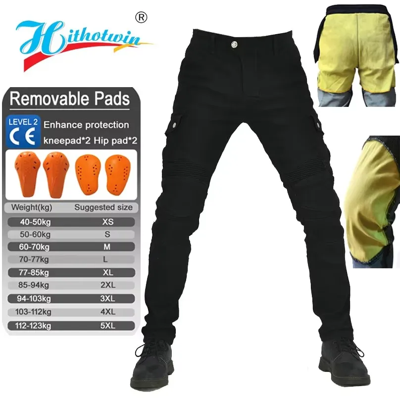 

Kevlar Motorcycle Jeans for Men Reinforced Abrasion Resistant Protective Pants Motocross Riding Gear for Spring and Autumn