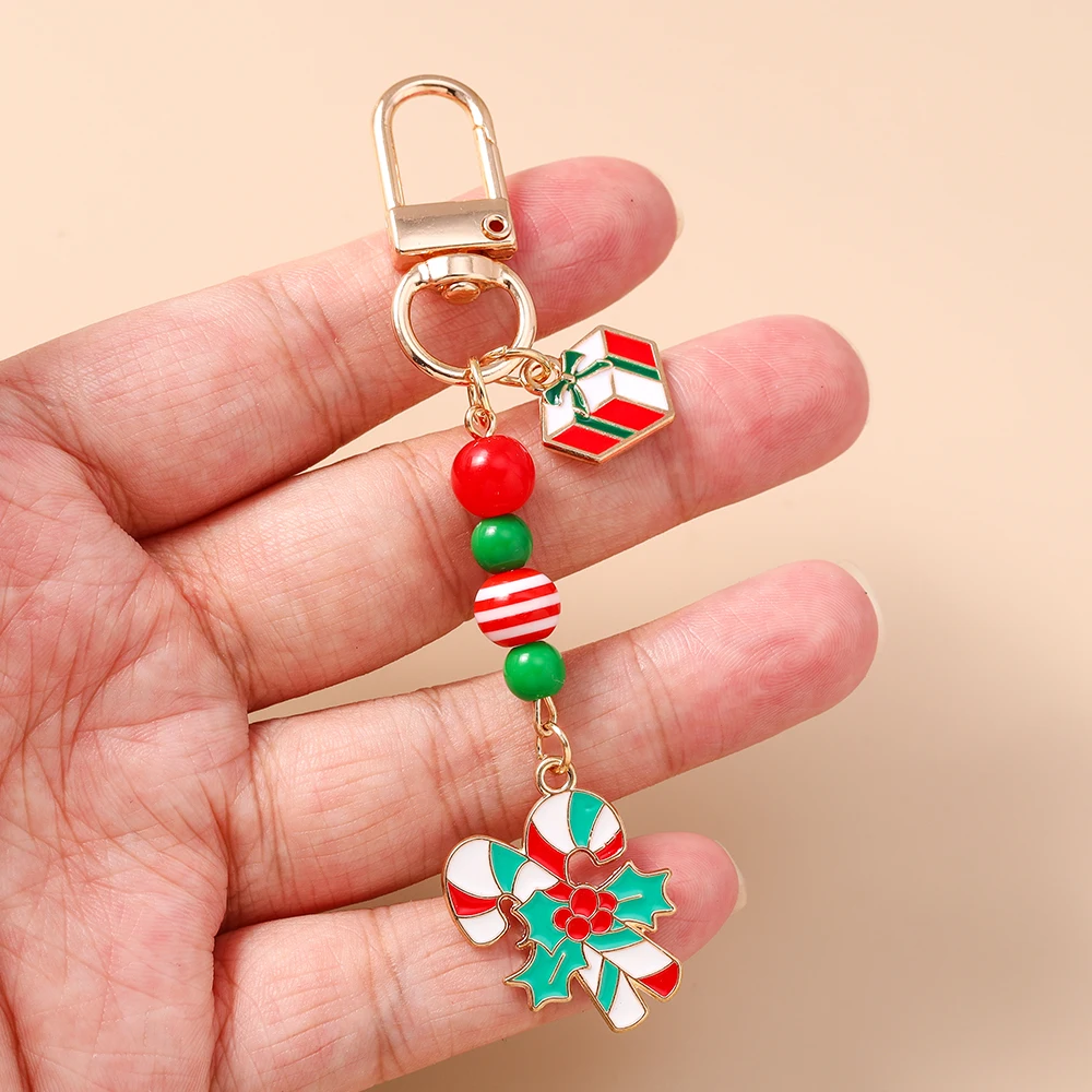 Aihua Niedlicher Y2K Weihnachts-Schlüsselanhänger mit Perlen, Weihnachtsbaum, Schneemann und Weihnachtsmann für Damen und Herren, Neujahrs-Schmuckgeschenke – Detail 15