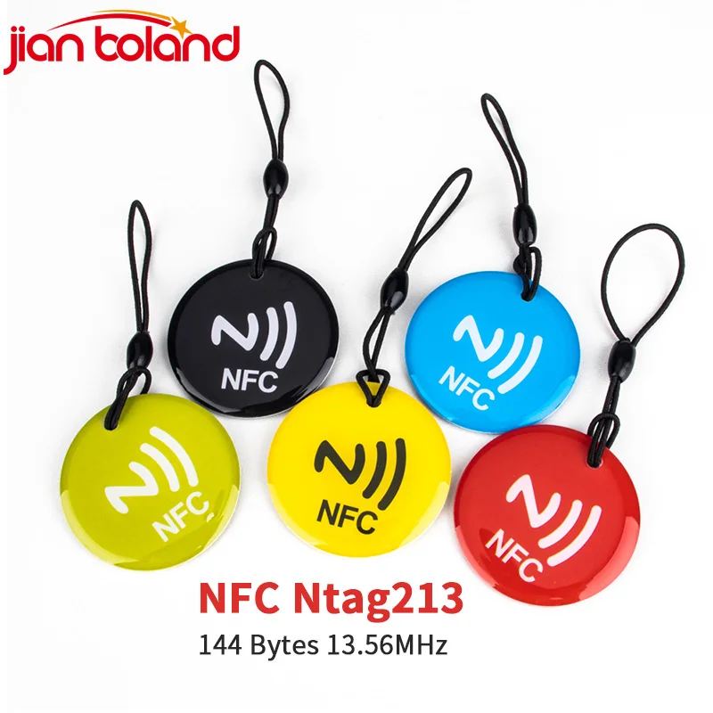 3pcs/5pcs For All NFC Enabled Phone NFC Tags Lable Ntag213 Epoxy Card RFID 13.56MHz 144 Bytes RFID Token With Rope Waterproof