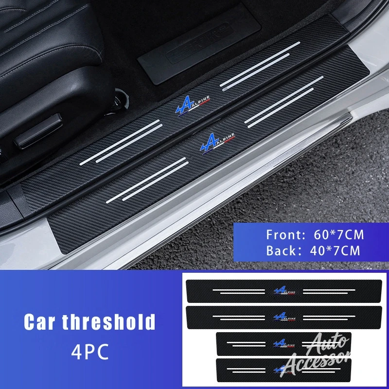 Tiras de umbral para coche, pegatinas antiarañazos de fibra de carbono para Alpine A110 A290 Renault Clio Megane, accesorios de decoración Interior para coche