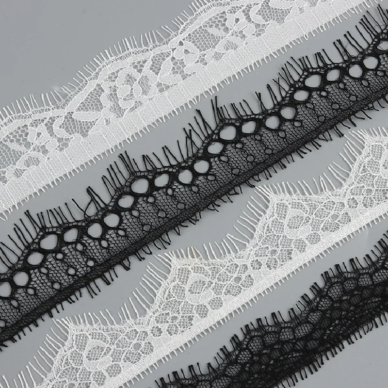 

White Lace Stretch Double Eyelash Lace Trim With Thick Thread Trimmings For Dress Hem And Sleeve Cuffs And Diy Sewing Supplies