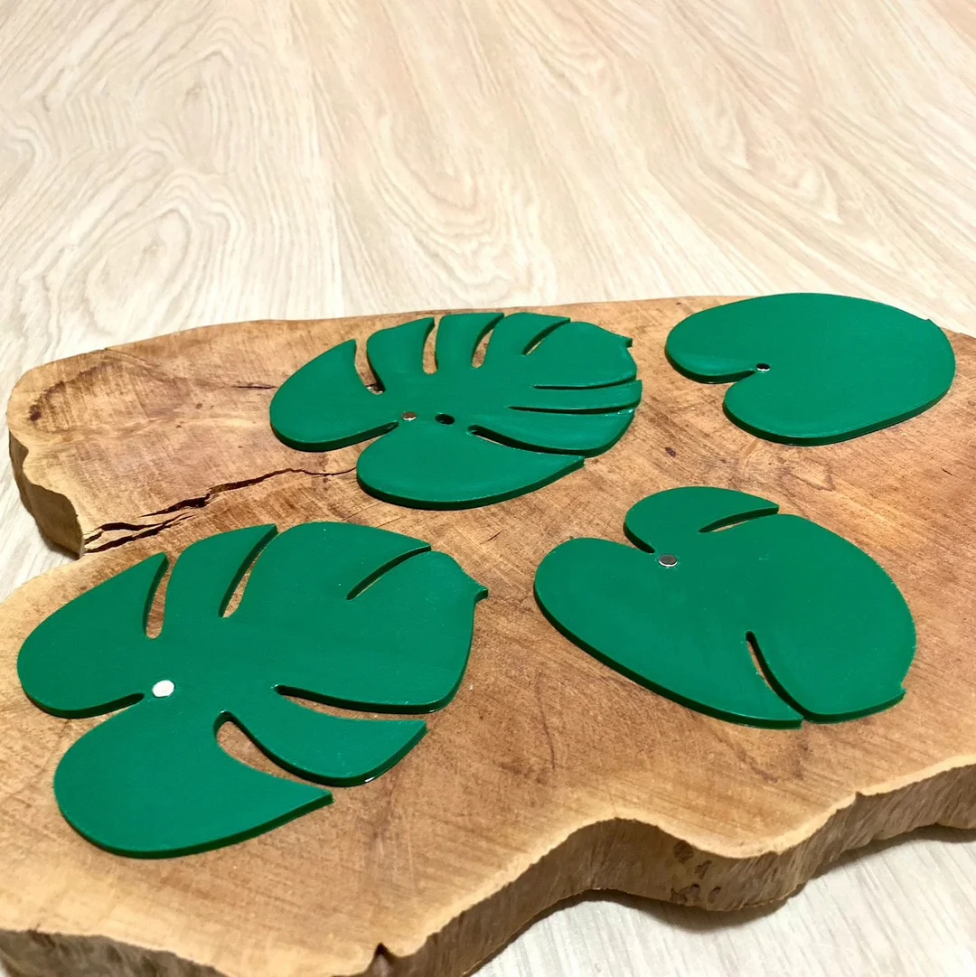 Monstera Coaster Plant 3D Printed Magnetic Green Leaf Drink Coasters Artificial Plant Ornament Indoor Home Decoration