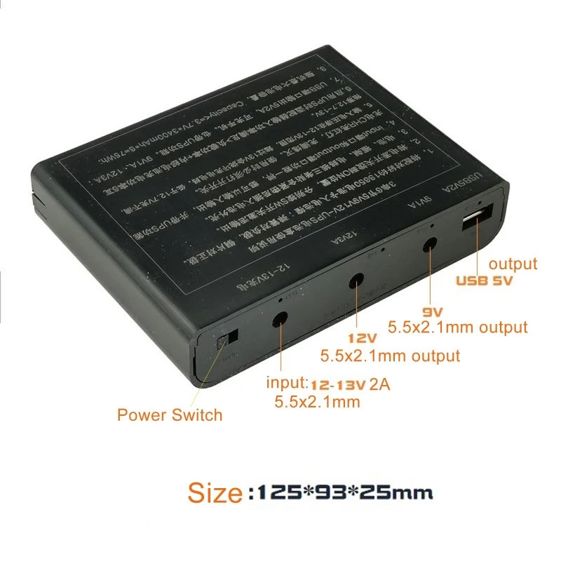 USB 5V for Dc 9V 12V Output 6x 18650  UPS DIY  Box for Router L