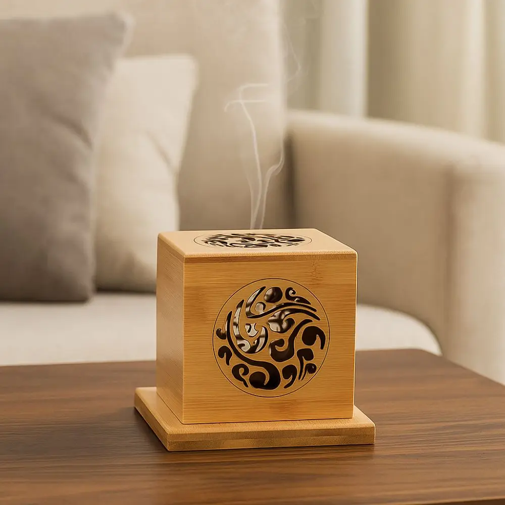 

Incense Bracket Bamboo Incense Burner Hollow Out Anti-Scald Aromatherapy Box with Cover Mosquito Incense Rack Study