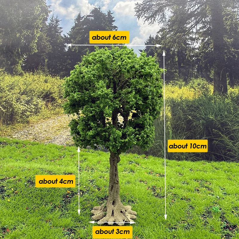 Model drzewa z tworzywa sztucznego, symulacja pnia, 10-17 cm, naturalny krajobraz pola drzewnego, zielony model drzewa, model kolejowy TT/N, układ kolejowy.