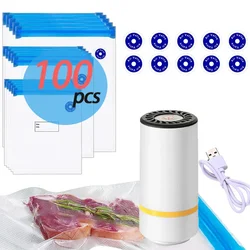 Easy One-Hand Automatic Operation Handheld Vacuum Sealer  Portable vacuum sealer Avoid cross contamination of food +100 pcs
