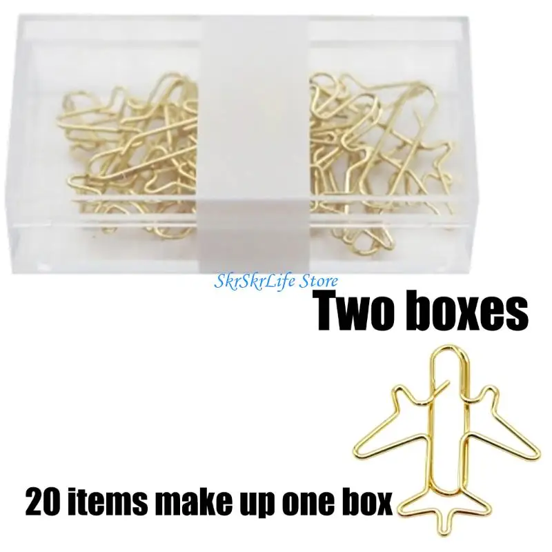 E65E 50Pcs Aircraft Metal Paper Clip 38x30mm Colored Bookmarks Page Clips For Document Photo Note Card Picture Management