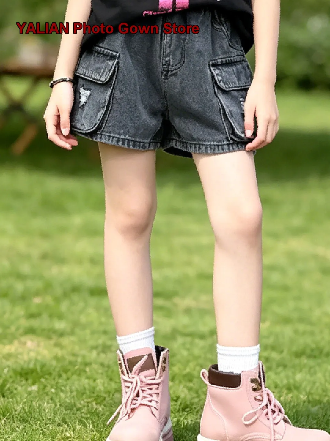 Girls Shorts Kids Summer High Waist Ripped Distressed Loose Fit Trendy Cool Casual Older Kids