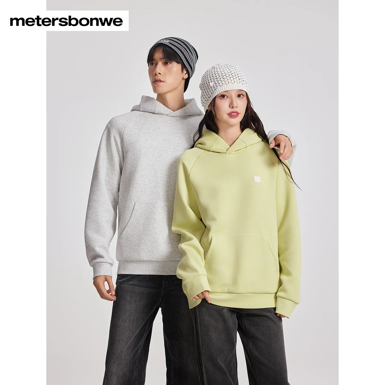 Metersbonwe-Men's And Women's Basic Comfortable Shoulder Version Soft Hoodie Solid Color Simple Jumper Casual Korean Style