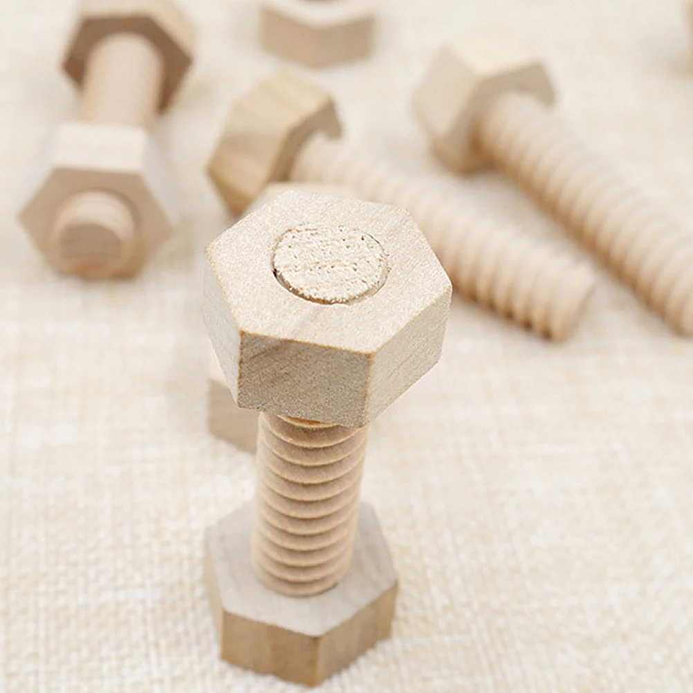 Adornos de madera con tornillos y tuercas, decoración educativa creativa para escritorio, adornos de madera portátiles desmontables para niños, 3 uds.