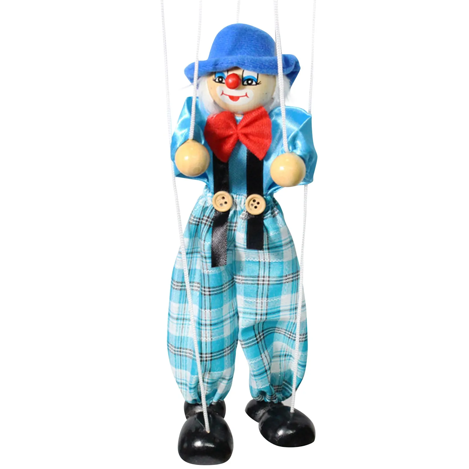 Funny Vintage Colorful Pull String Puppet Clown Wooden Marionette Handcraft Toys Joint Activity Doll Kids Children Gifts