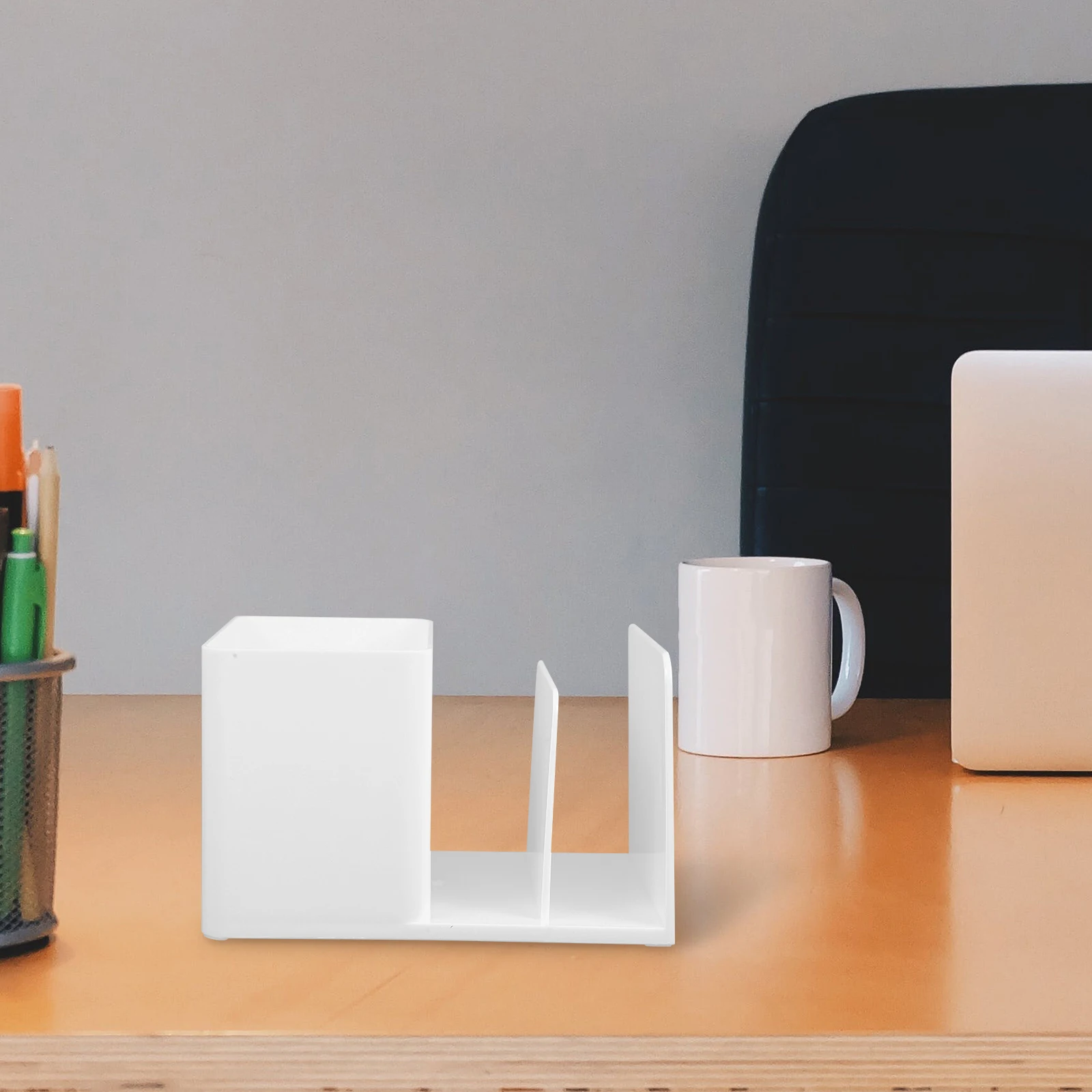

Desktop File Classifier Pen Holder White Clear Vintage Mail Folder Organizer Storage Box for Teacher High School Paper Desk Tidy