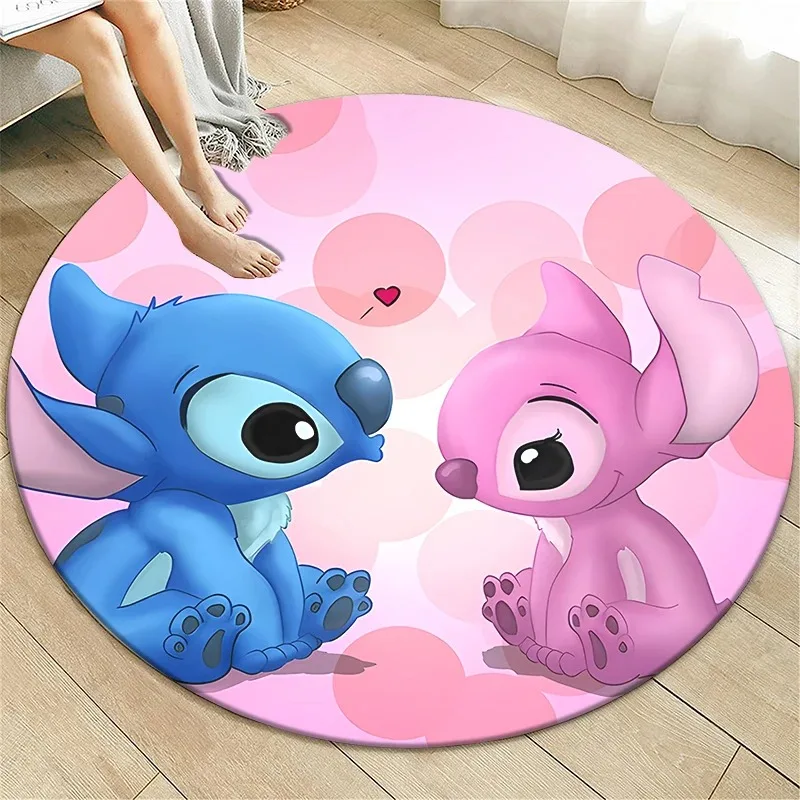 

MINISO Disney Stitch Cartoon Door Mat HD Printed Cute Round Carpet Living Room Bedroom Bieside Anti-Slip Rug Mat Gifts Home Dcor
