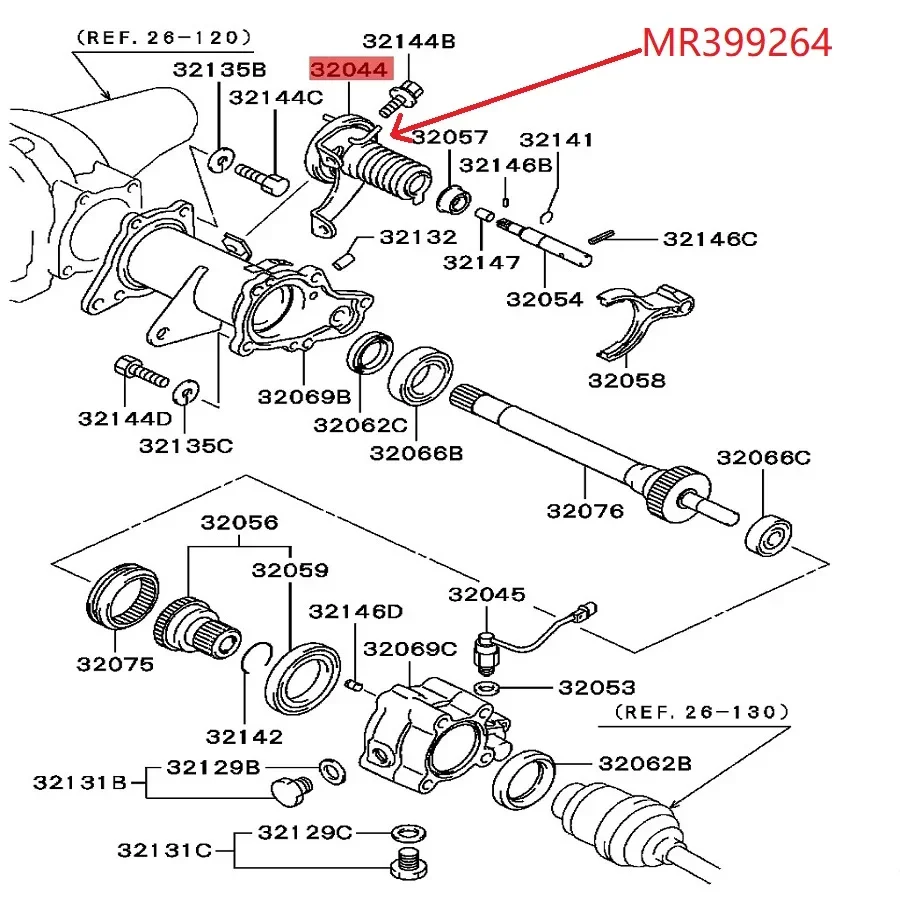 For Mitsubishi Parts MR399264 Freewheel Clutch Actuator Montero IO Pajero Pinin 1999-2007 Engine H65 H66 H67 H76 H77 4G93 4G94