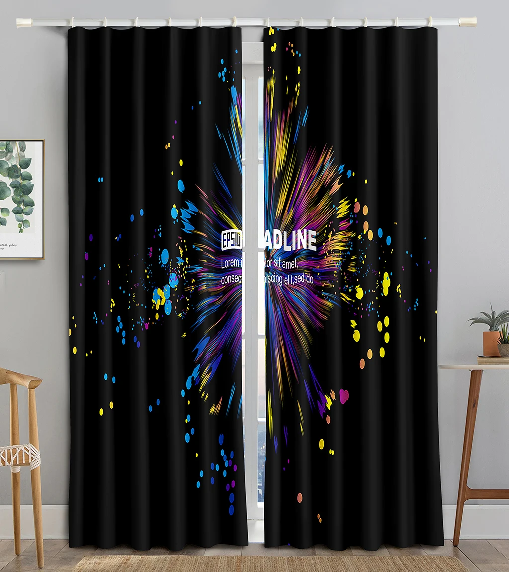 Technology Particle Vortex Light Line Blackout Window Curtain for Living Room Bedroom Bathroom Kicthen Door Cupboard Decor Hooks