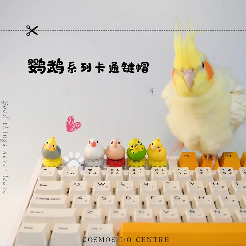 

Cute yellow parrot keycap, cross axis punk yellow circular creative three-dimensional bird mechanical keyboard keycap