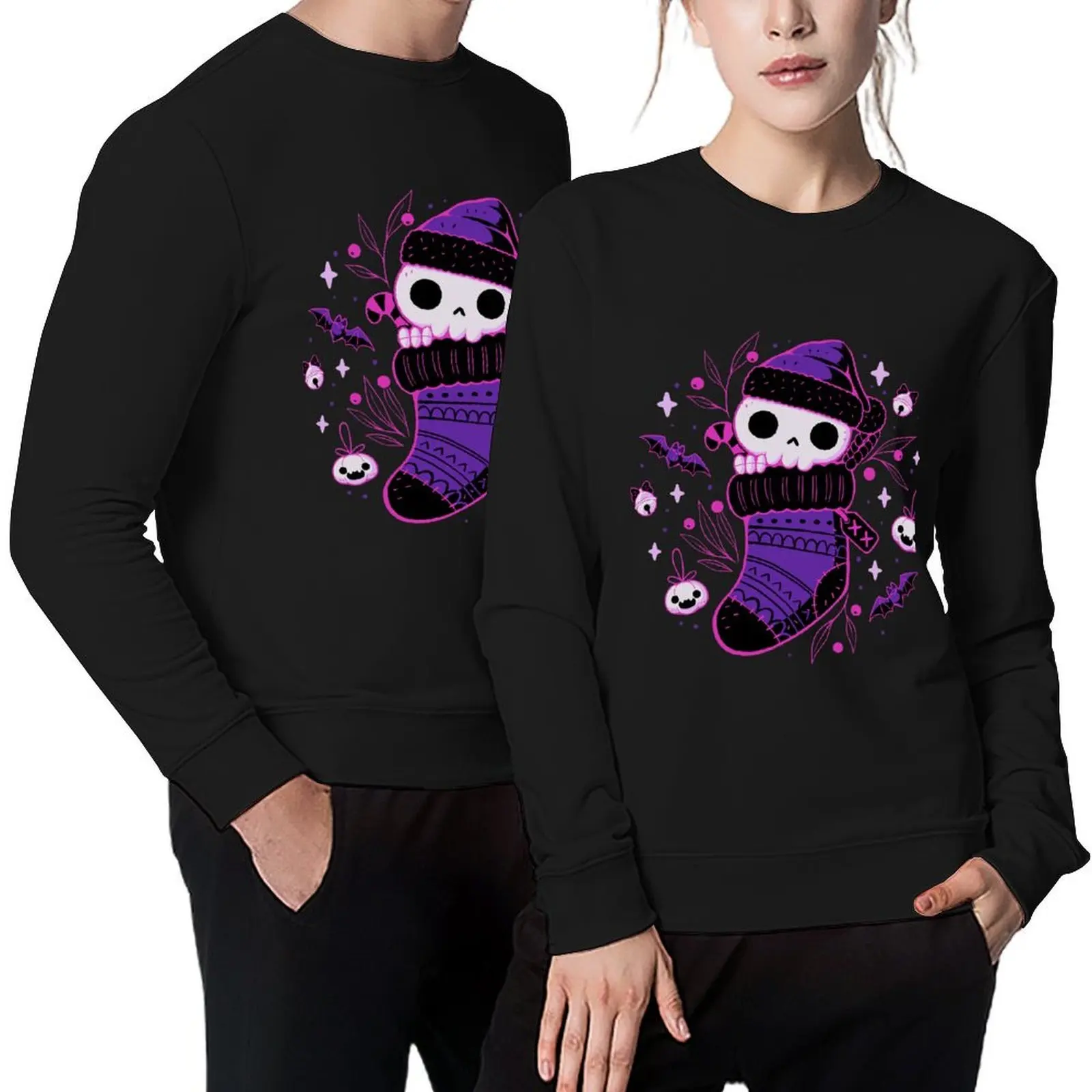 

Creepy Cute Christmas Stocking Skull Pullover anime clothing autumn new products mens designer clothes tracksuit men sweatshirt