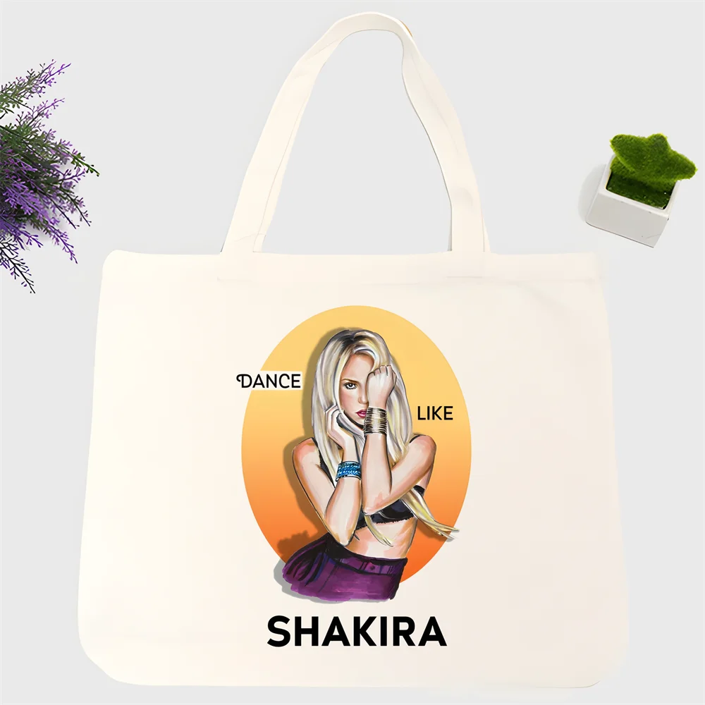 

shakira Graphic Cartoon Printed Canvas Shoulder Bag Female Harajuku Funny Large-capacity Eco Environmental Shopper Bag