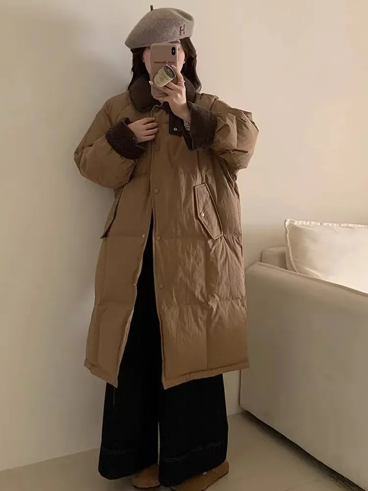 

Новая осенняя корейская толстая теплая пуховая хлопковая куртка, женские зимние парки, модная повседневная стеганая одежда средней длины, свободное пальто