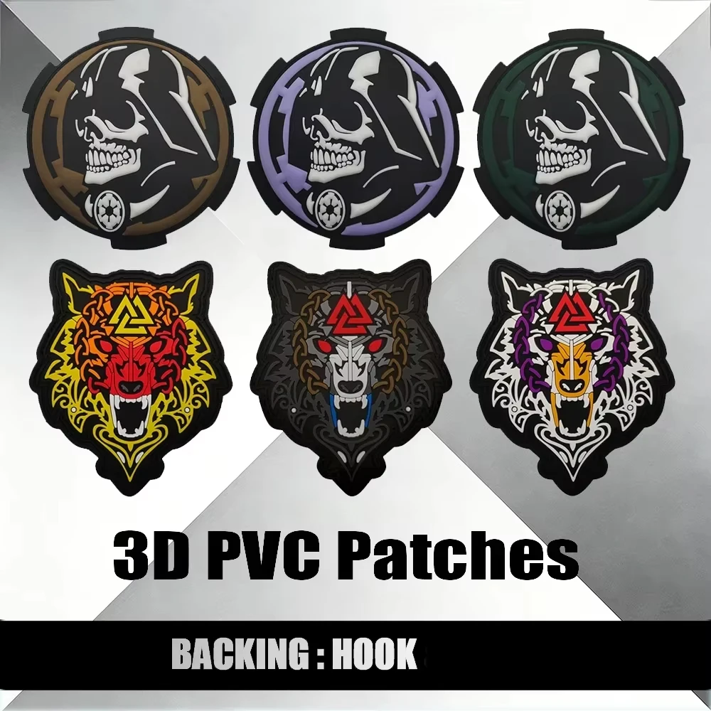 

Тактическая нашивка Black Knight 3D из ПВХ, военный патч Odinval с головой волка, резиновая нашивка для рюкзака, нашивка с изображением агрессивных животных, пришивная.