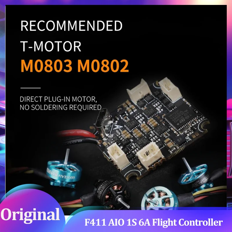 

Контроллер полета T-MOTOR F411 AIO STM32F411 «все в одном» с/20A BLHeli_S 20×20 мм USB-C для 2-4S Whoops и зубочисток