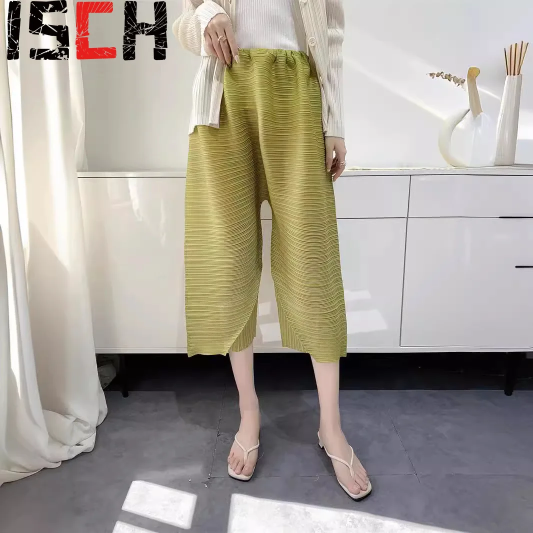 

Pleats Pleated 2024 Summer New Pleated Pants Women's Seven-minute Pants Comfortable Casual High Waist Thin Fashion Hundred Niche