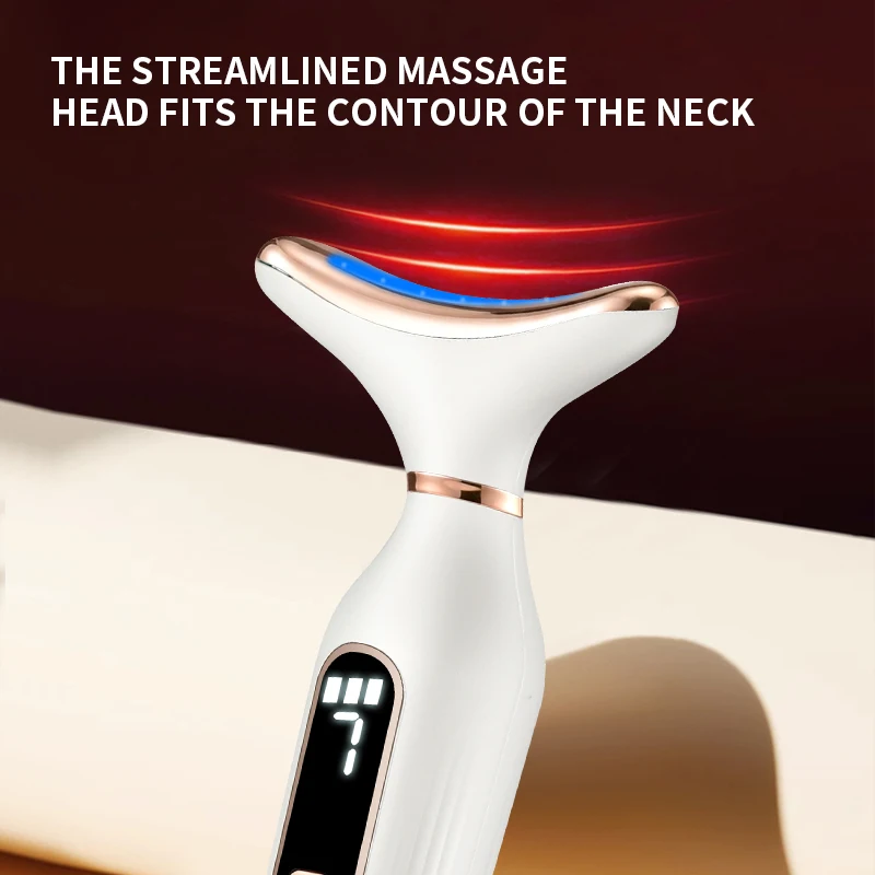 7 Colors LED Light Therapy Portable Face Neck Massager 3 Gears Adjustable Gentle Vibration Anti Wrinkle Skin Tightening Lifting