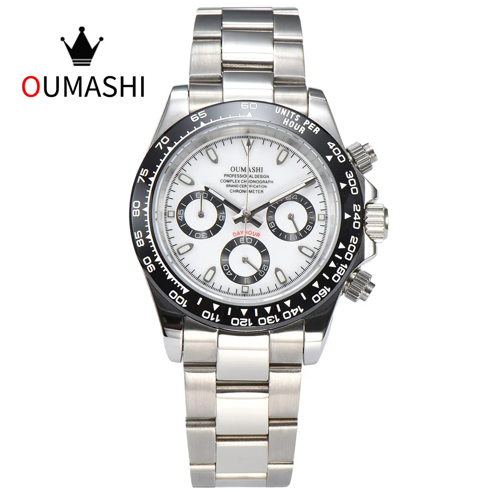 OUMASHI VK63 Man luxury panda watches Sports Quartz Watch Sapphire Stainless Steel Waterproof  Chronometer for vk63 Movement