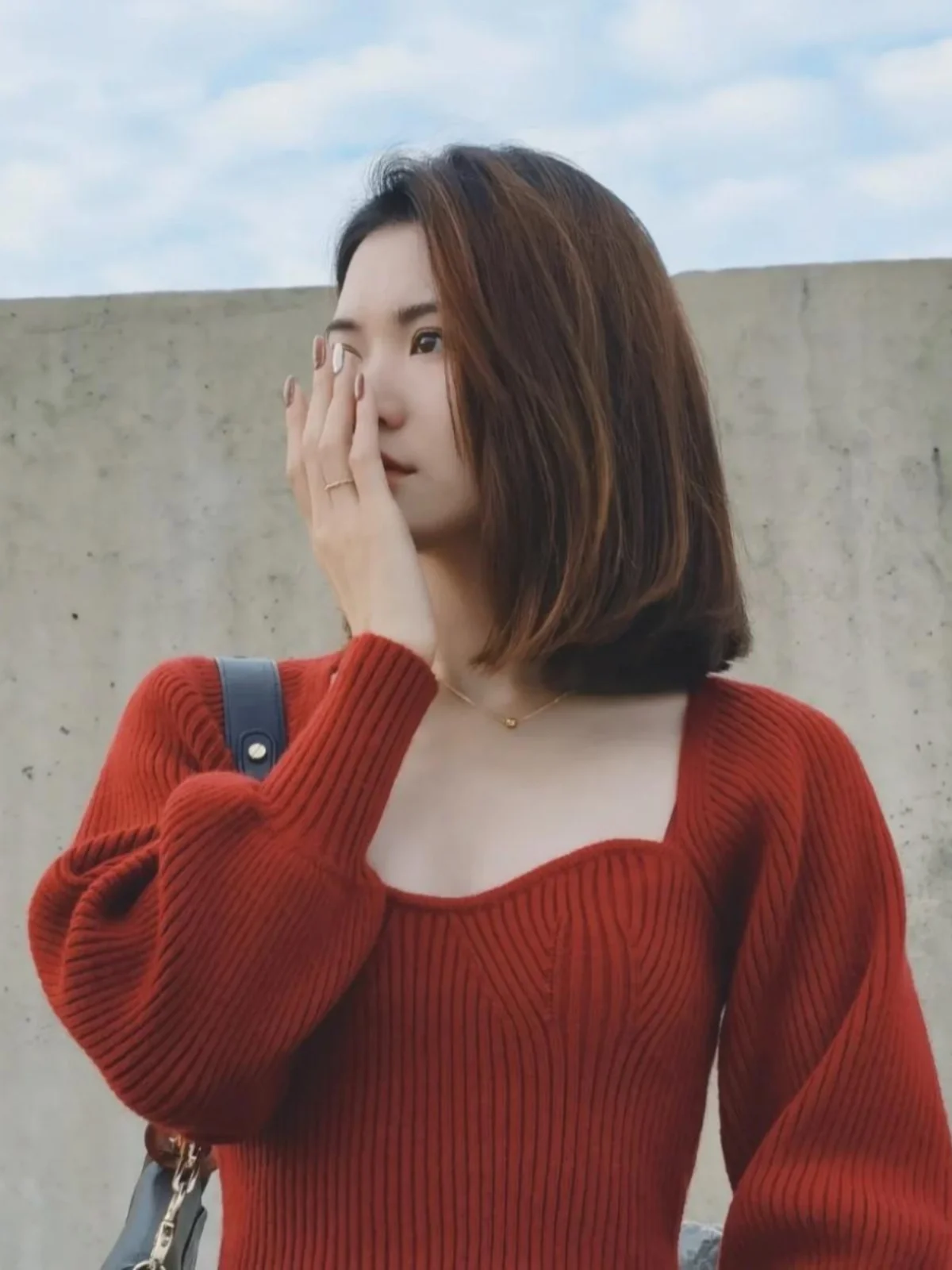 

Красный вязаный свитер с квадратным воротником и рукавами-фонариками, женский базовый топ для празднования Нового года, осенне-зимняя мода