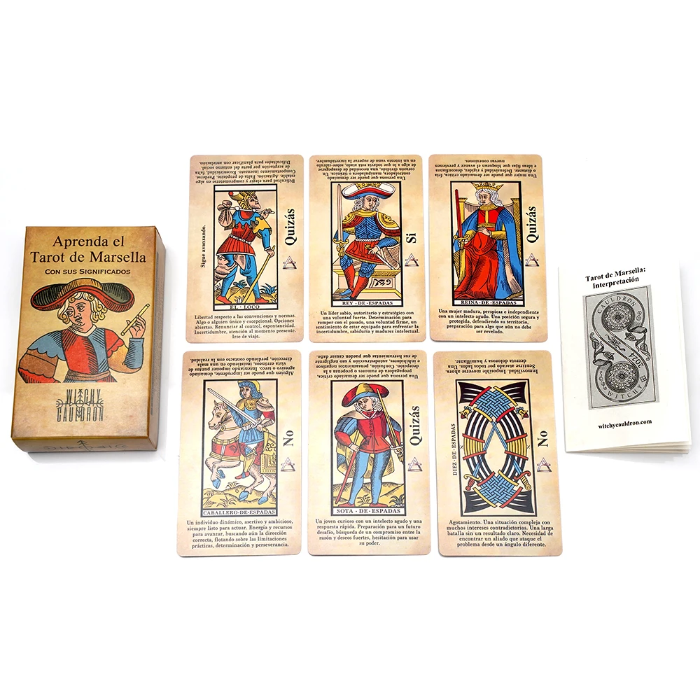 

Français Oracle Aprenda el Marseille Tarot for Beginners illustrated Tarot Cards with French Tarot Game with Instruction Manual
