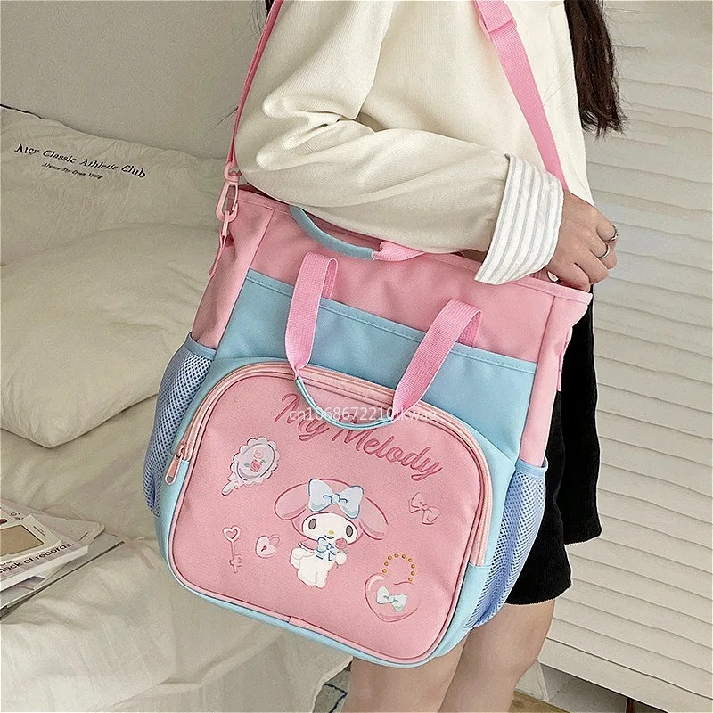 Sanrio Kuromi My Melody Accessories Kawaii Crossbody Schoolbag New Large Capacity Tutoring Bag Back To School Anime Character