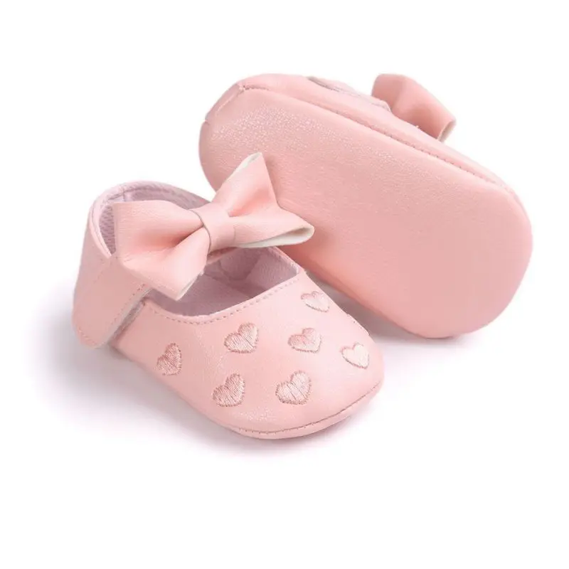 Scarpe Casual per bambini Bowknot Heart Soft Sole Toddler Princess calze per interni scarpe primi camminatori Prewalkers appena nati