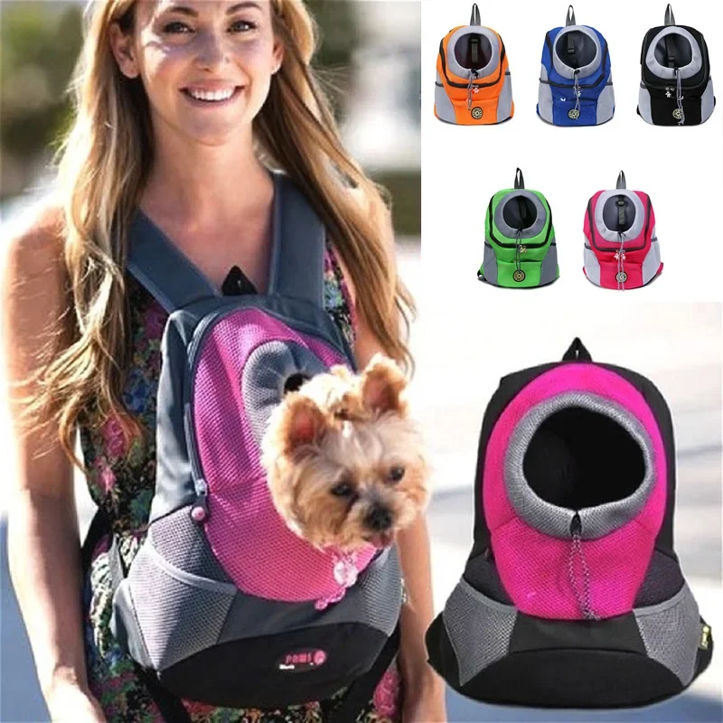 Outdoor Pet Dog Carrier Bag Portable Double Shoulder Mesh Backpack Travel Backpack  Front Bag Head Carrying Bags for Cat image 5