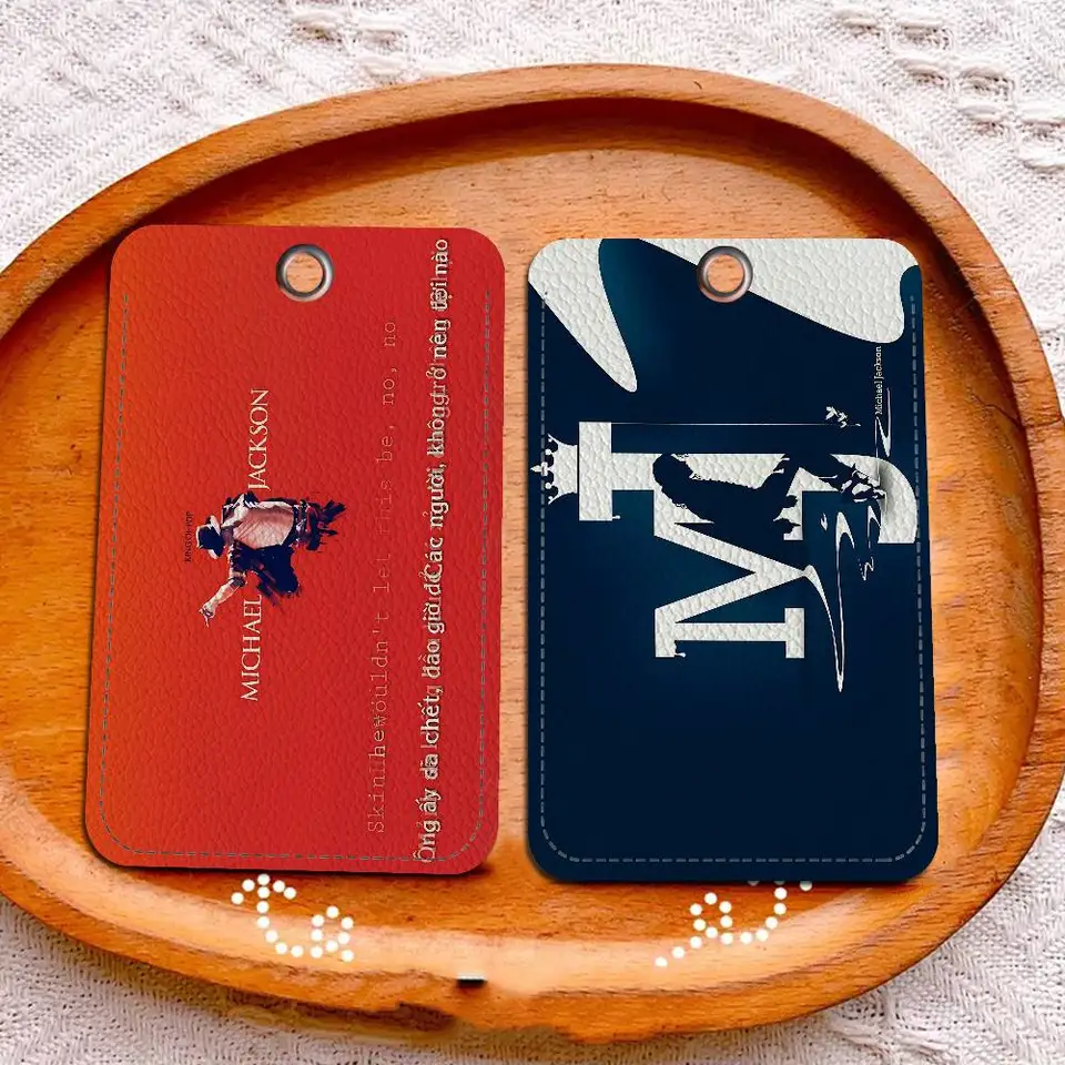 MJ King Of Pop Michael Jackson 1Pc Access Card Case Leather Card
