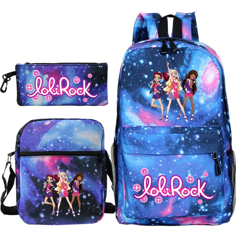 3pcs LoliRock School Backpacks Boys Girls Back To School Gift Mochila Students Anime School Bag Teens Casual Daily Backpack