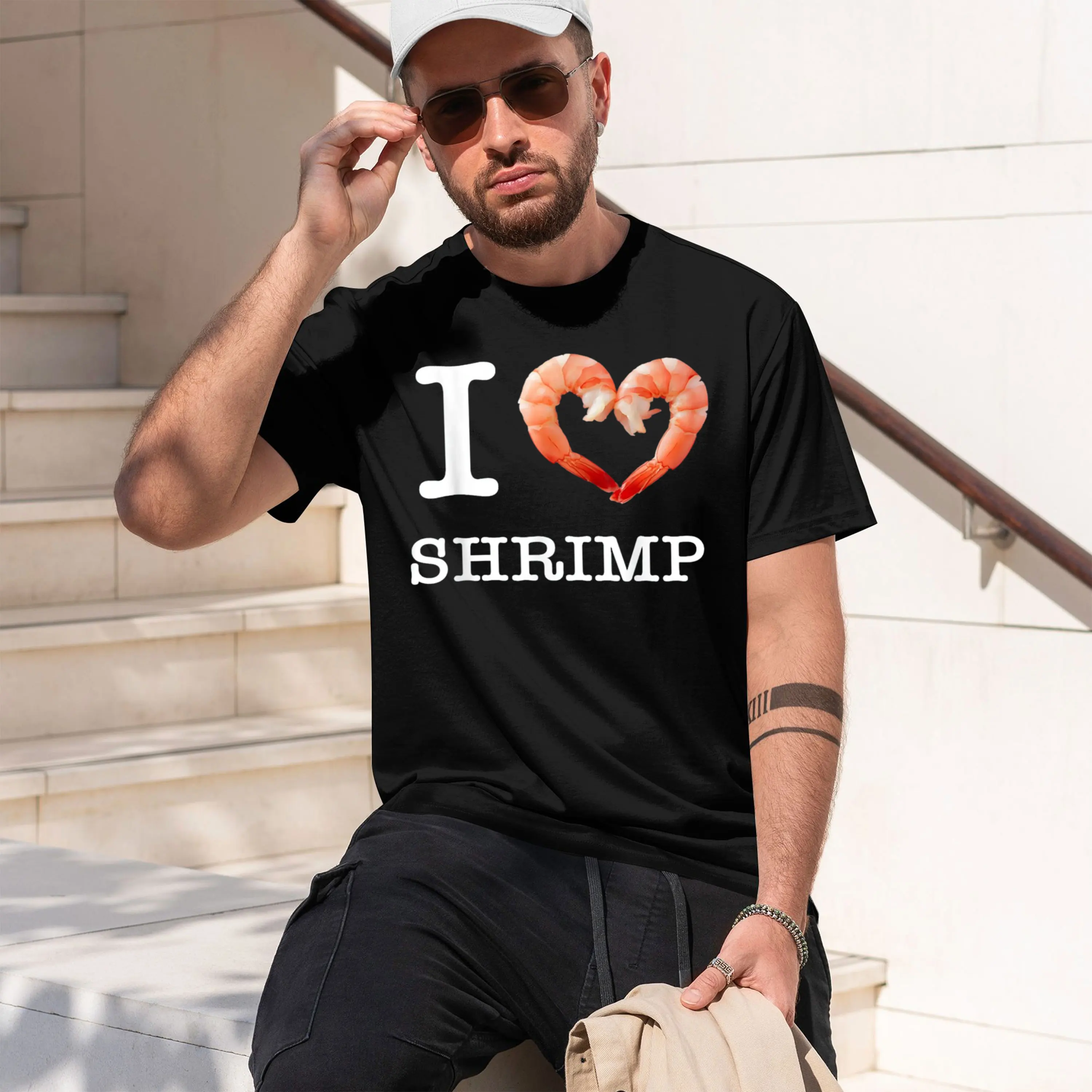 I Just Freaking Love Shrimps Okay Funny Seafood T Shirts Men Humor Streetwear Tee Short Sleeve Unisex Loose Clothing 2026 New Mo