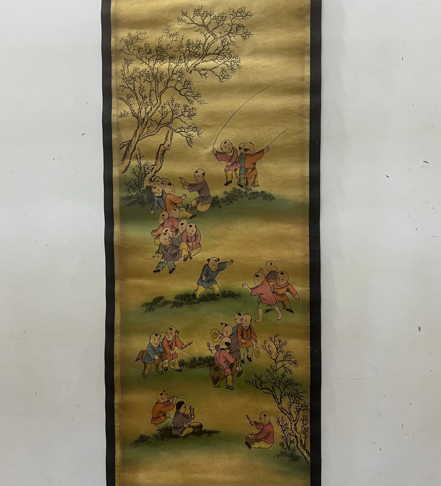 لوحة معلقة لتزيين غرفة المعيشة المنزلية بأربعة شاشات من Tang Yin-Baizitu