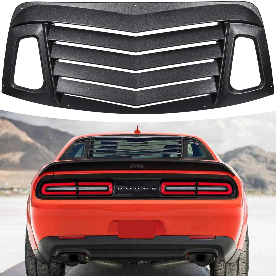 

TENG MILE Rear Window Louver Fit for Dodge Challenger 2008-2021 Scoop Sun Shade Windshield Covers Matte Black ABS