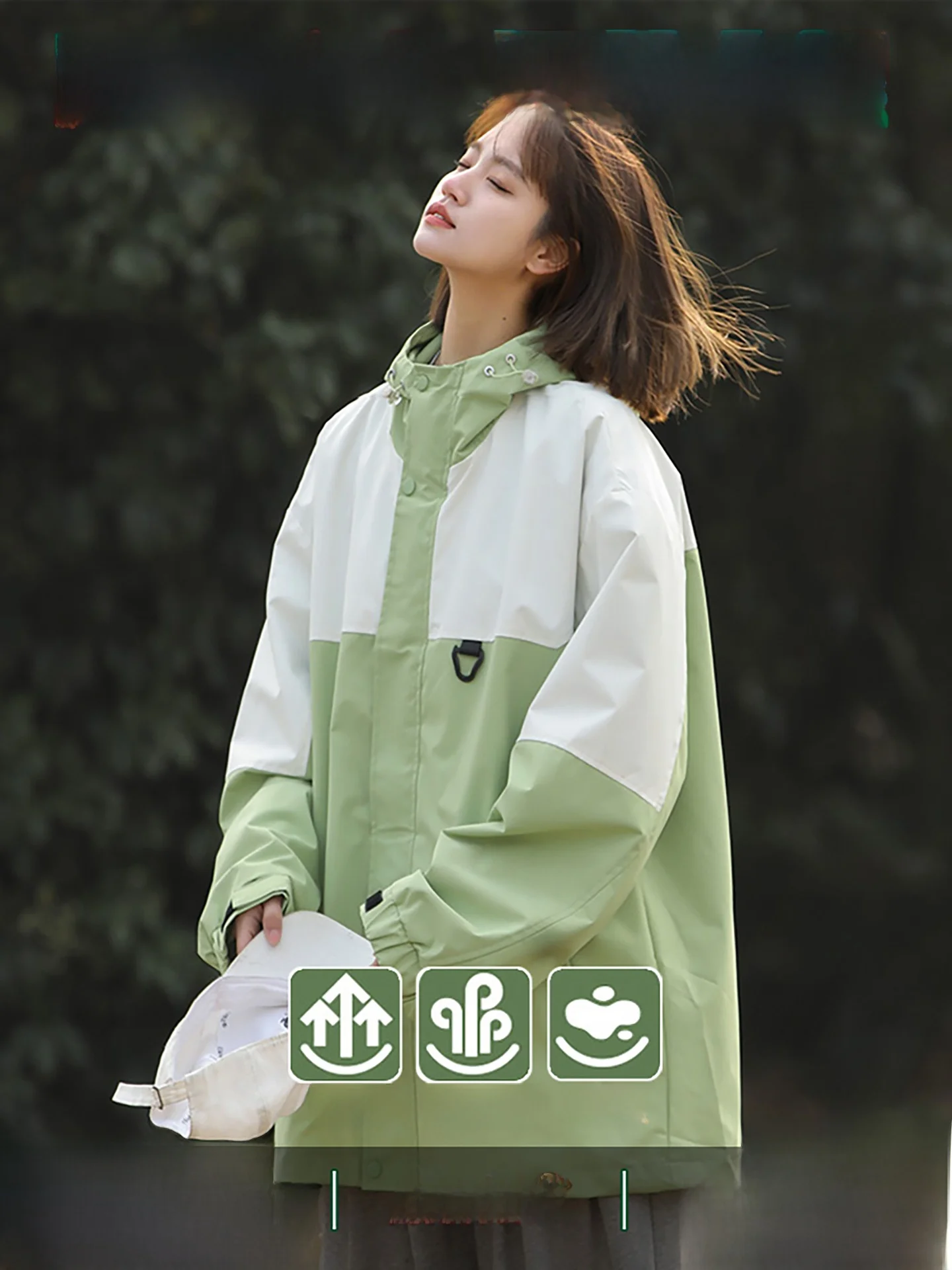 

Большой размер, уличная женская куртка, весна-осень, новинка, цветная бровь, с капюшоном, ветрозащитная, водостойкая, Faion Urban Sle