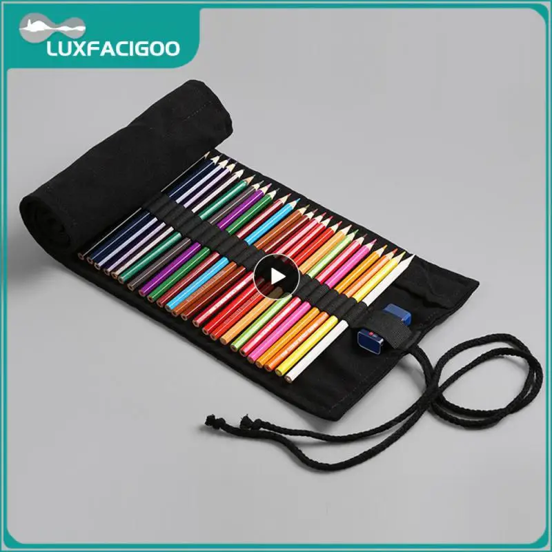 Save Space Storage Bag Has Many Uses Stationery Box Elastic Socket Firm Thread Stationery Storage Pencil Case Canvas Material