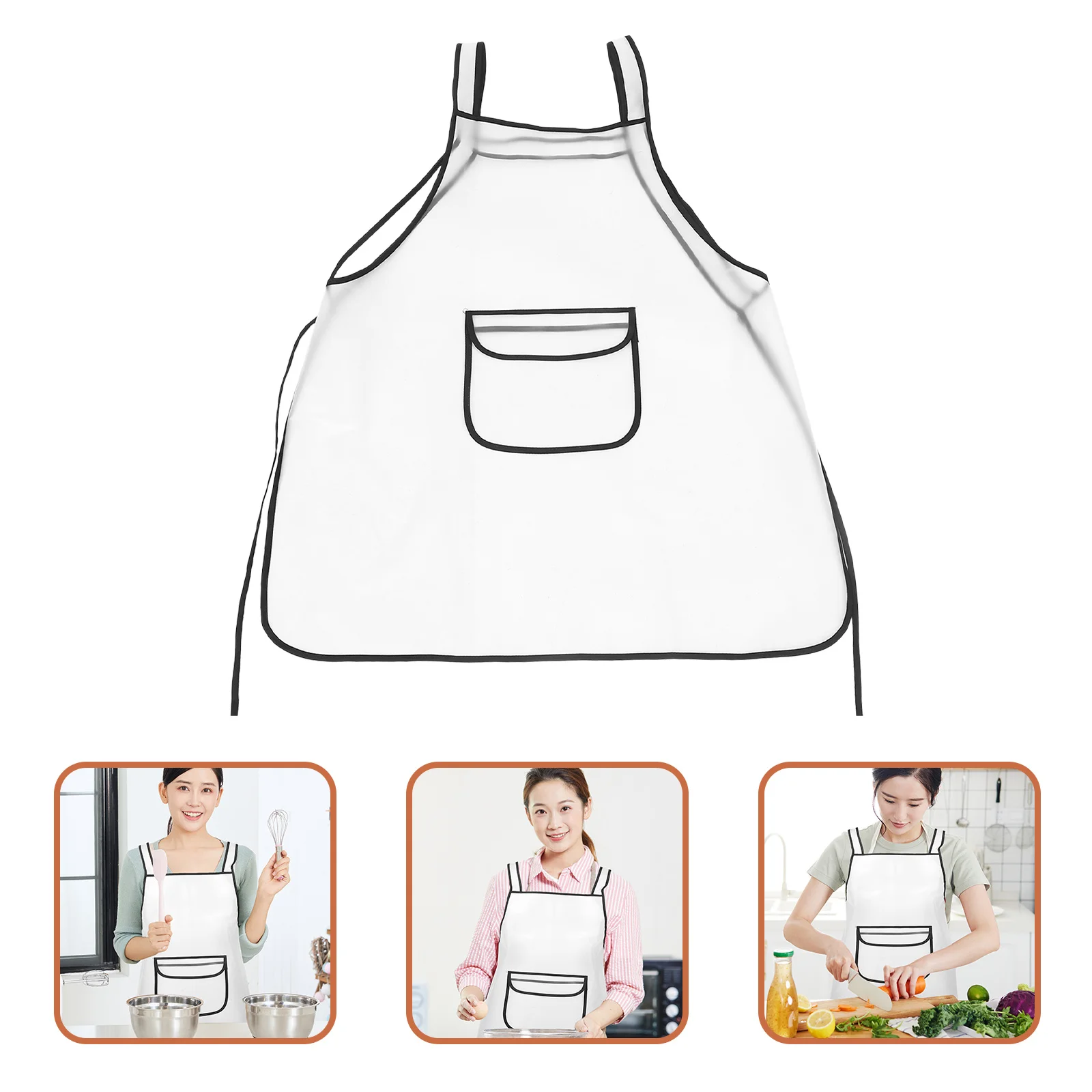 

Waterproof Apron Semi-Transparent Tpu Adjustable Cross Back Hair Stylist Apron For Men Women Salon Grilling Cooking