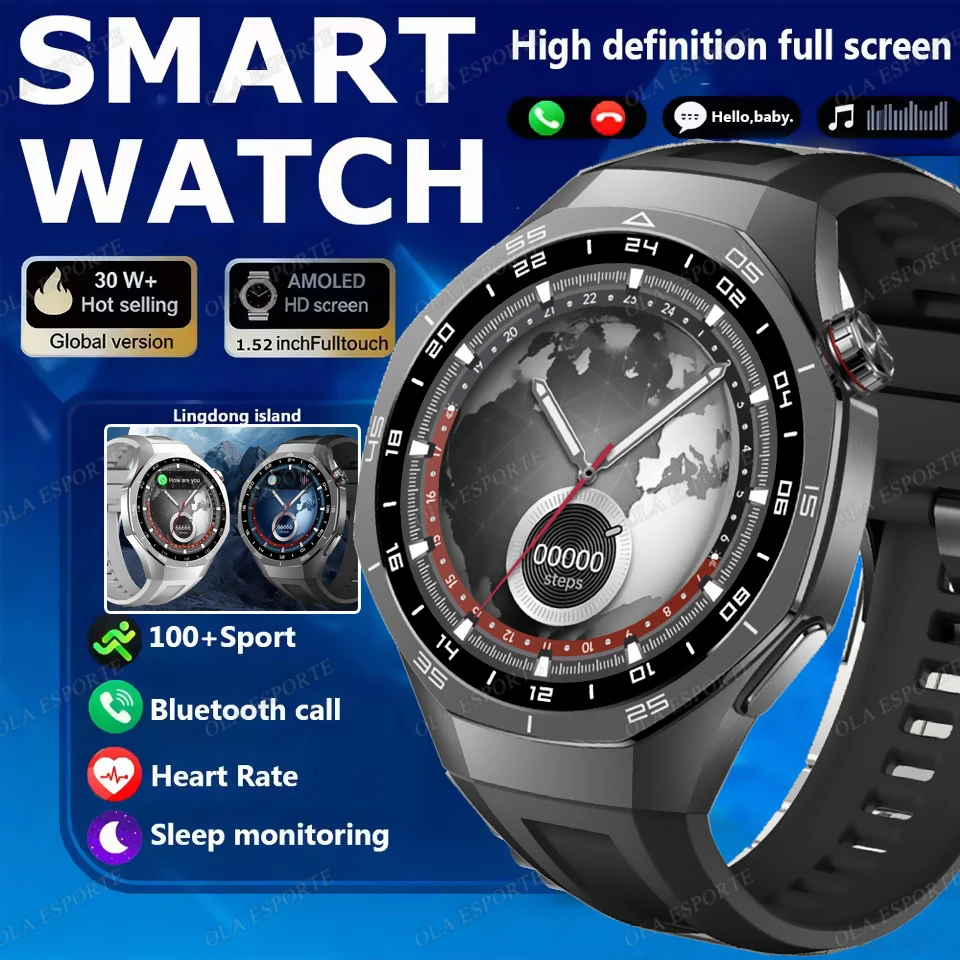 2026 Dynamic Lsland Smart Watch BT Call Health Monitor Female Menstrual Cycle Reminder SOS GPS Sports Smartwatch Men Women Watch