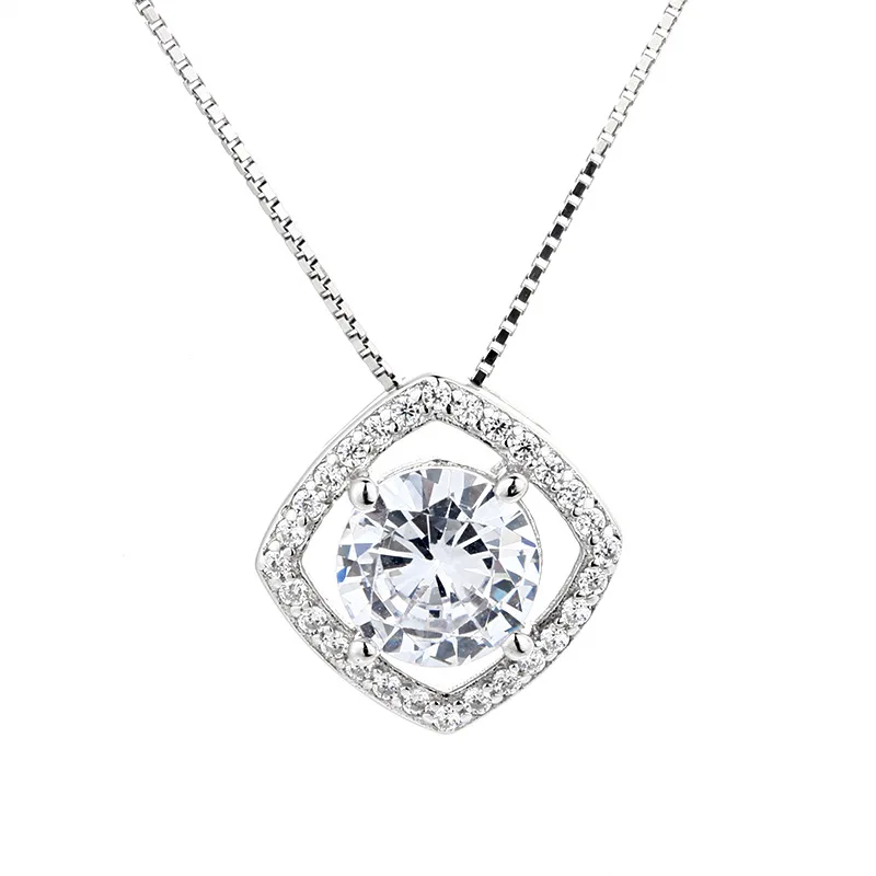 

Классический женский кулон из стерлингового серебра S925 с бриллиантовым цирконом, модное модное ожерелье